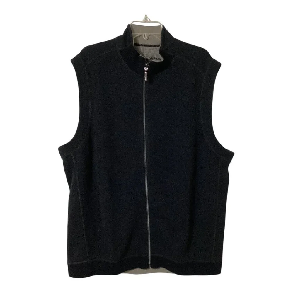 Tommy Bahama Black / Gray Flipshore Full Zip Reversable Vest - Size 2XLB / 2TGG‎